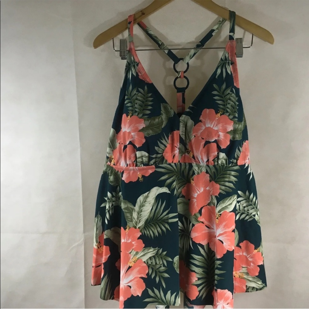 NEW KONA SOL WOMEN 22W TANKINI Padded Tropical Teal Multicolor